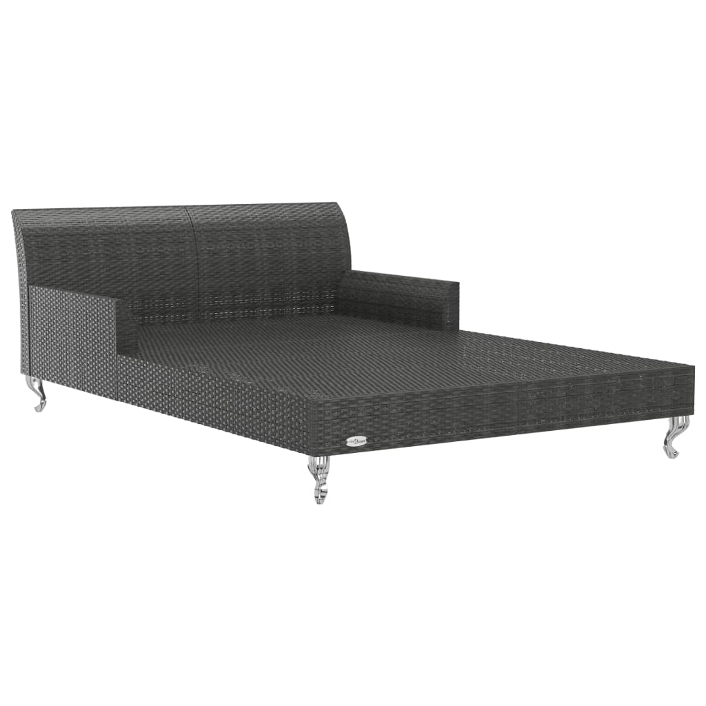 2-Personen-Sonnenliege mit Auflagen Poly Rattan Schwarz