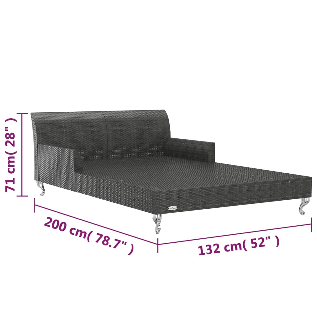 2-Personen-Sonnenliege mit Auflagen Poly Rattan Schwarz