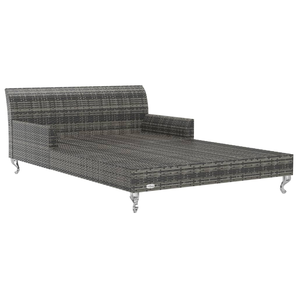 2-Personen-Sonnenliege mit Auflagen Poly Rattan Grau