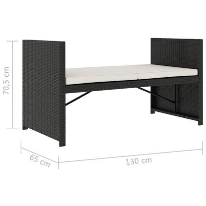 5-tlg. Garten-Lounge-Set mit Auflagen Poly Rattan Schwarz