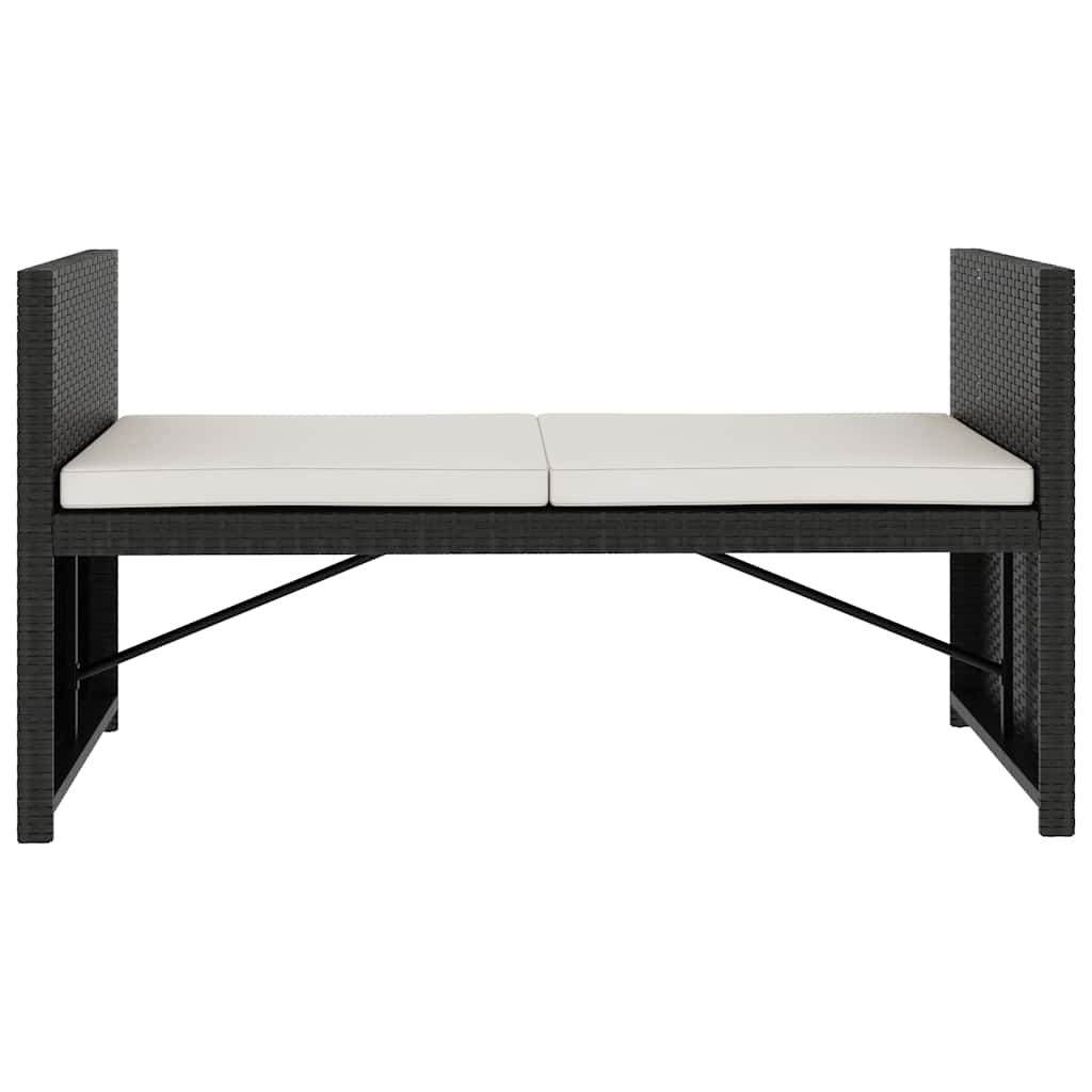 5-tlg. Garten-Lounge-Set mit Auflagen Poly Rattan Schwarz