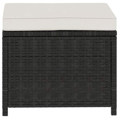 5-tlg. Garten-Lounge-Set mit Auflagen Poly Rattan Schwarz