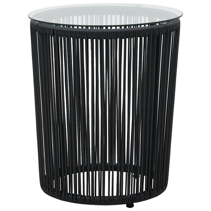 3-tlg. Bistro-Set mit Kissen PE-Rattan Schwarz