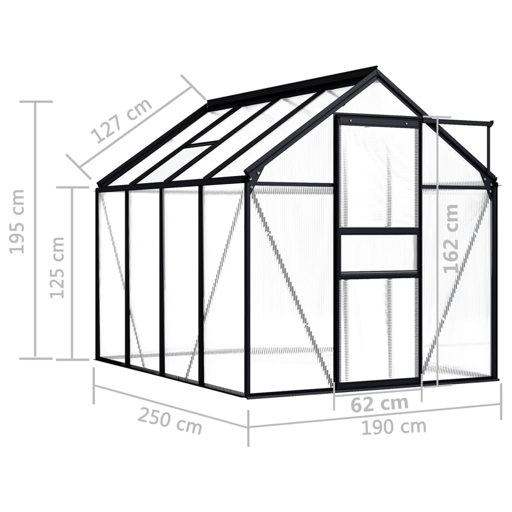 Gewächshaus Anthrazit Aluminium 4,75 m²