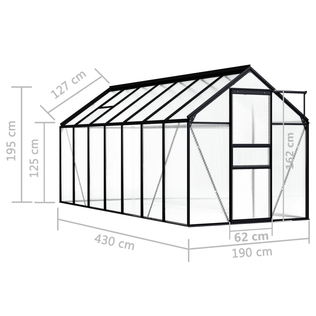 Gewächshaus Anthrazit Aluminium 8,17 m²