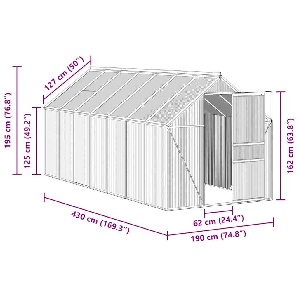 Gewächshaus Anthrazit Aluminium 8,17 m²