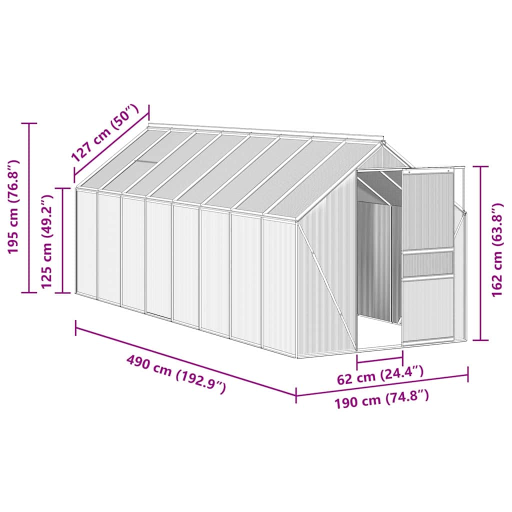 Gewächshaus Anthrazit Aluminium 9,31 m²