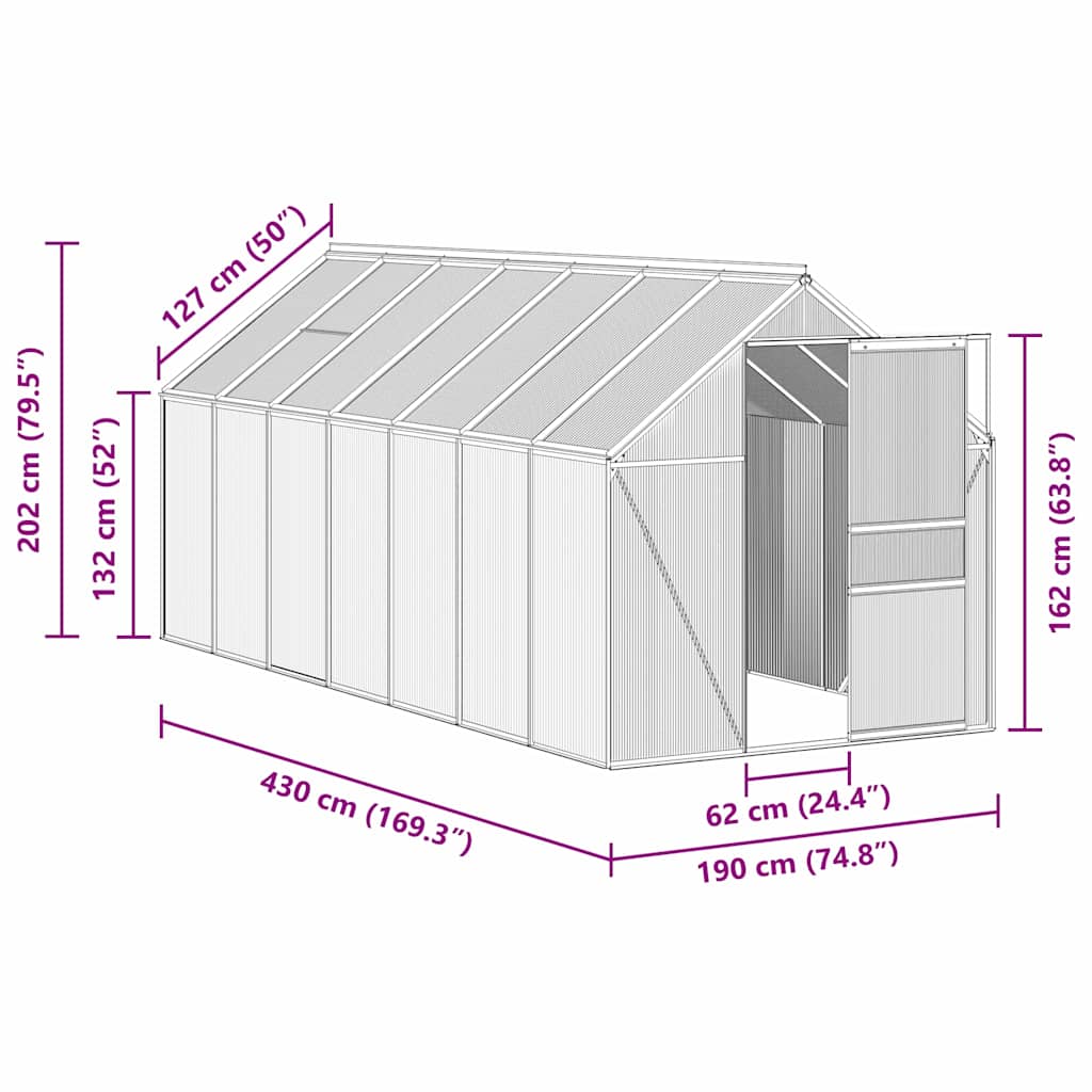 Gewächshaus mit Fundament Anthrazit Aluminium 8,17 m²