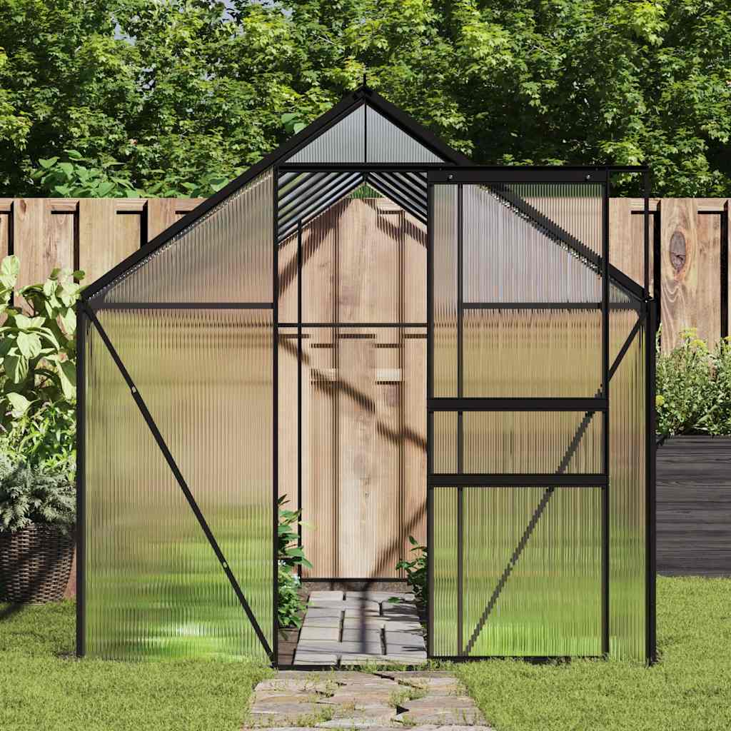 Gewächshaus mit Fundament Anthrazit Aluminium 9,31 m²