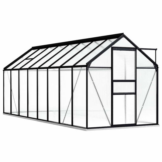 Gewächshaus mit Fundament Anthrazit Aluminium 9,31 m²