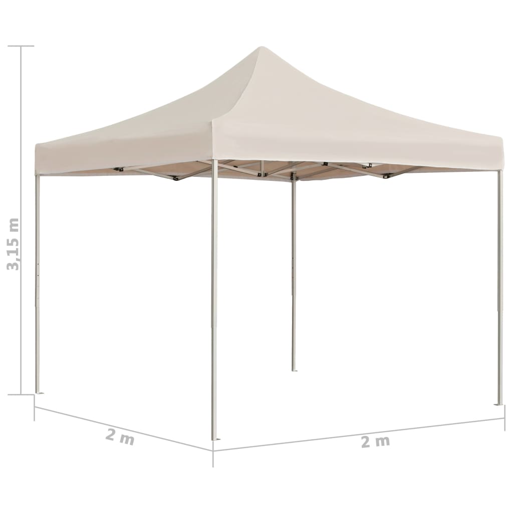 Tente de fête professionnelle pliable en aluminium 2x2 m crème