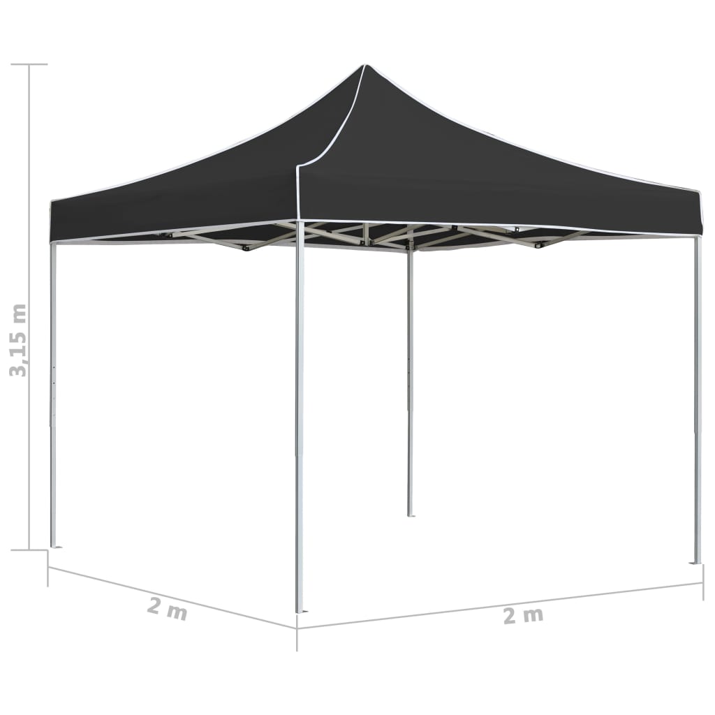 Tente de fête professionnelle pliable aluminium 2x2 m anthracite