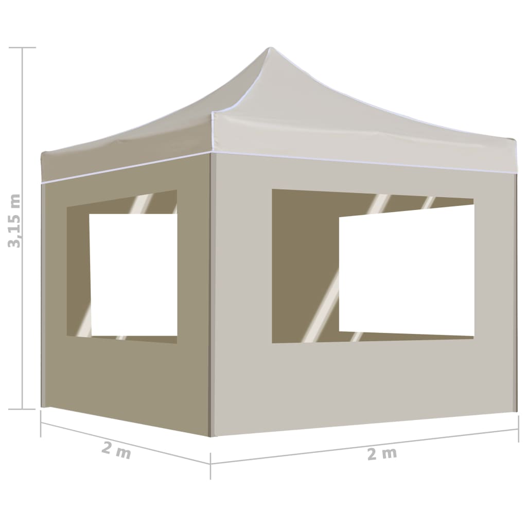 Profi-Partyzelt Faltbar mit Wänden Aluminium 2×2m Creme