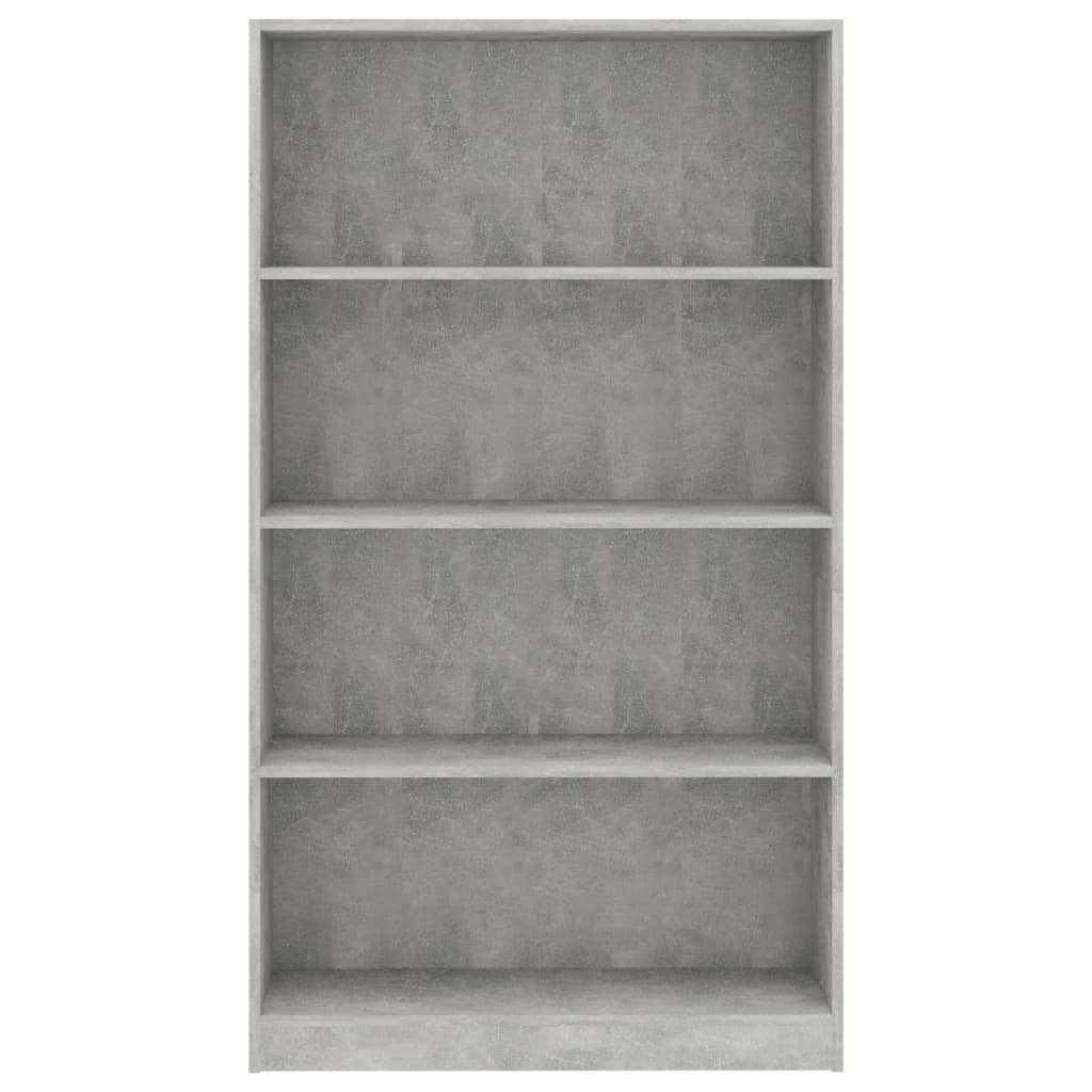 Bibliothèque 4 compartiments gris béton 80x24x142 cm en bois