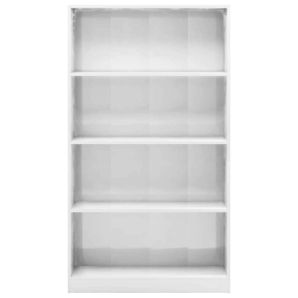 Bibliothèque 4 compartiments blanc brillant 80x24x142 cm en bois