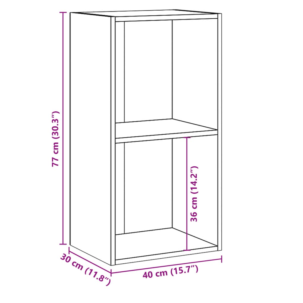 Bibliothèque 2 compartiments chêne Sonoma 40x30x76,5 cm matière bois