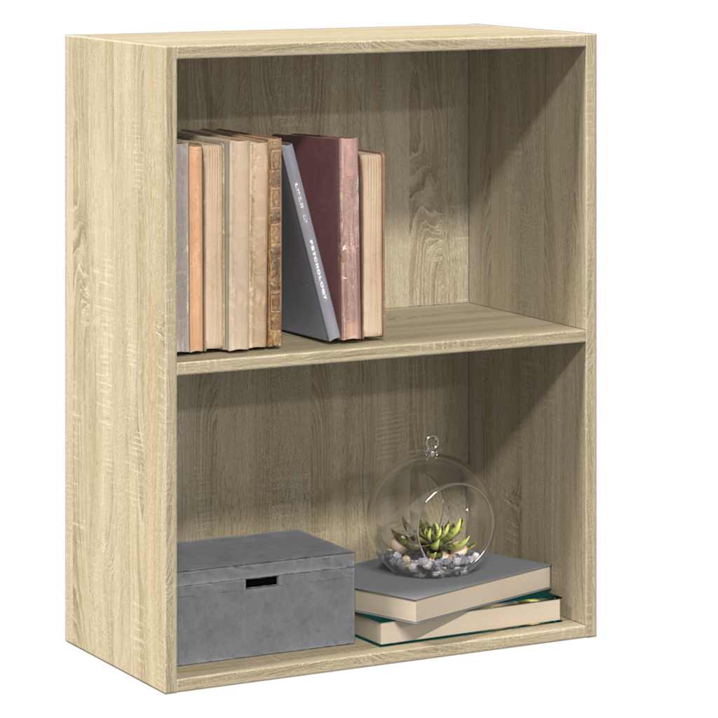 Bücherregal 2 Fächer Sonoma-Eiche 60x30x76,5 cm Holzwerkstoff