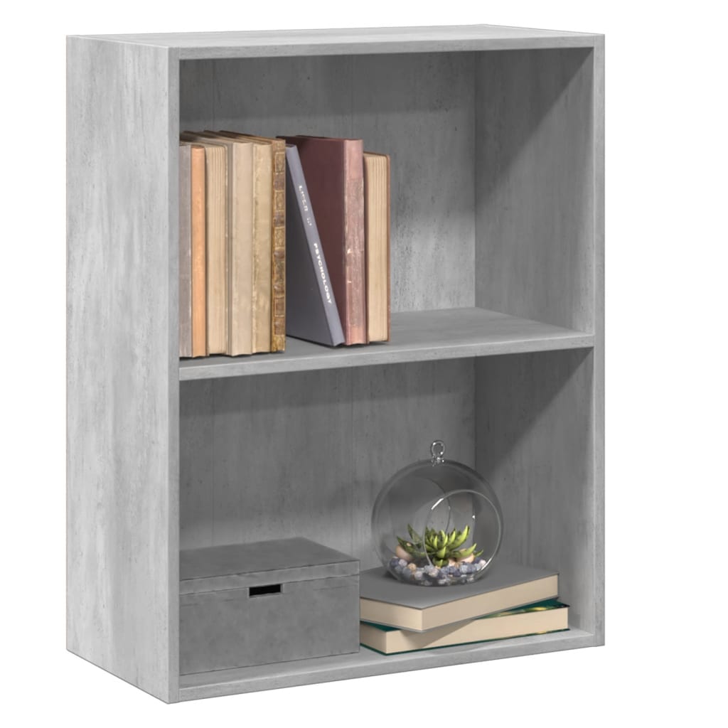 Bücherregal 2 Fächer Betongrau 60x30x76,5 cm Holzwerkstoff