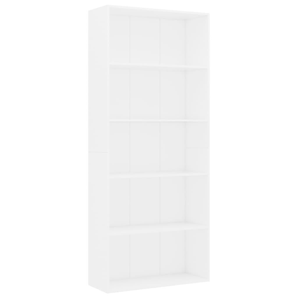 Bibliothèque 5 compartiments blanc 80x30x189 cm en bois