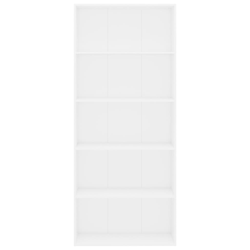 Bibliothèque 5 compartiments blanc 80x30x189 cm en bois