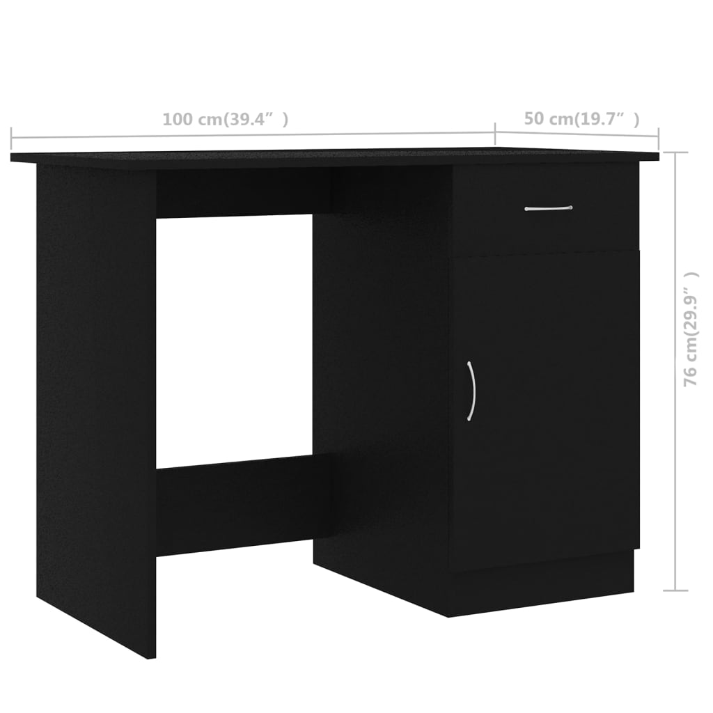 Bureau noir 100x50x76 cm en bois