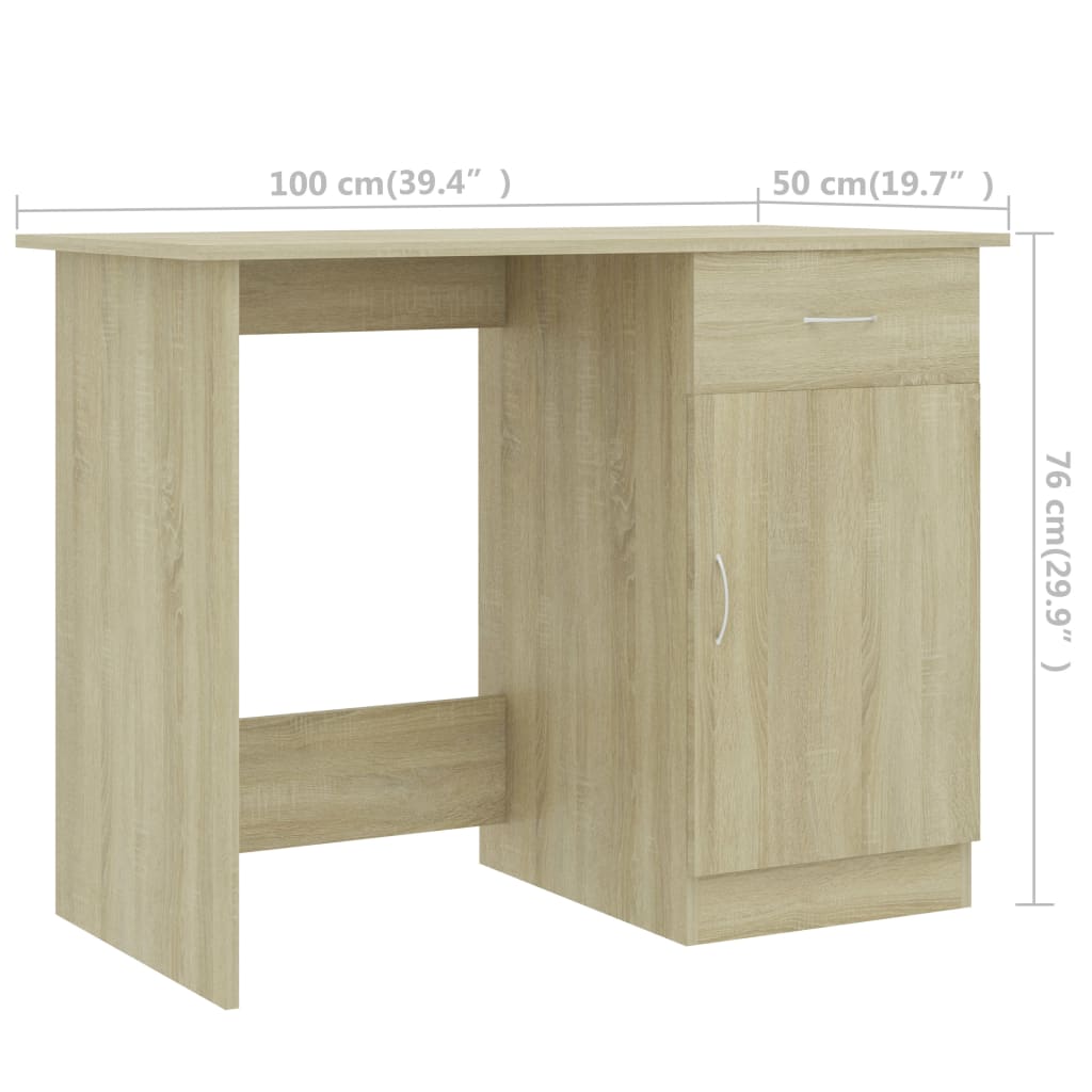 Bureau chêne Sonoma 100x50x76 cm matériau bois