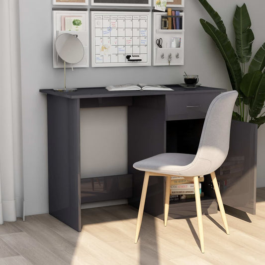Schreibtisch Hochglanz-Grau 100x50x76 cm Holzwerkstoff