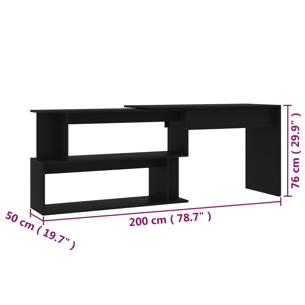 Eckschreibtisch Schwarz 200x50x76 cm Holzwerkstoff