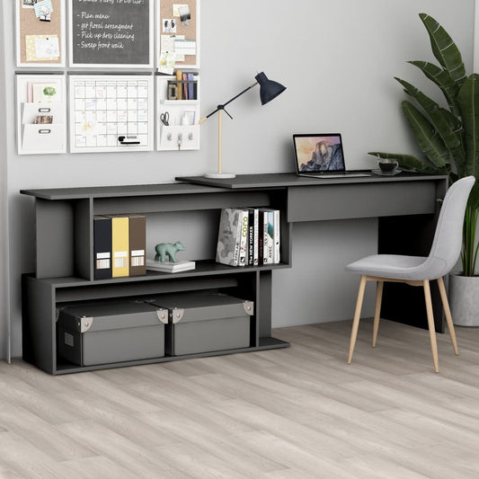 Eckschreibtisch Grau 200x50x76 cm Holzwerkstoff