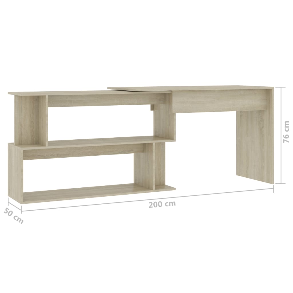 Bureau d'angle chêne Sonoma 200x50x76 cm matériau bois