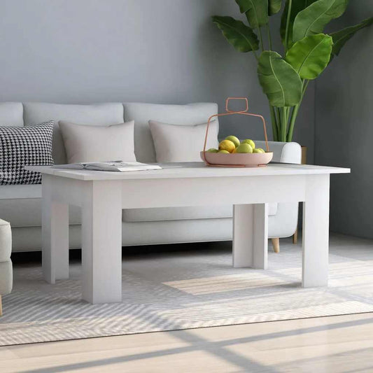 Table basse blanche 100x60x42 cm en bois