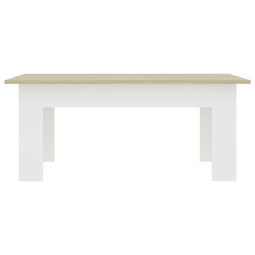 Couchtisch Weiß und Sonoma-Eiche 100x60x42 cm Holzwerkstoff