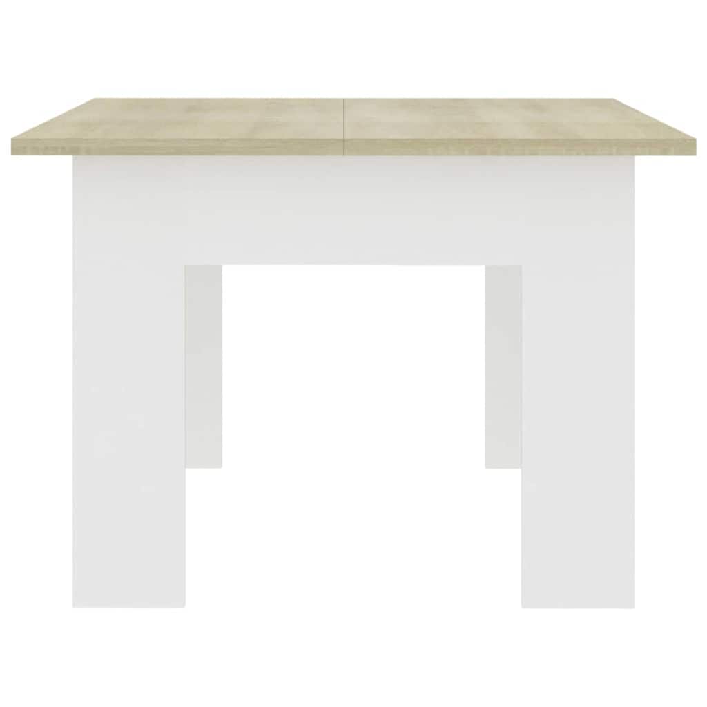 Couchtisch Weiß und Sonoma-Eiche 100x60x42 cm Holzwerkstoff