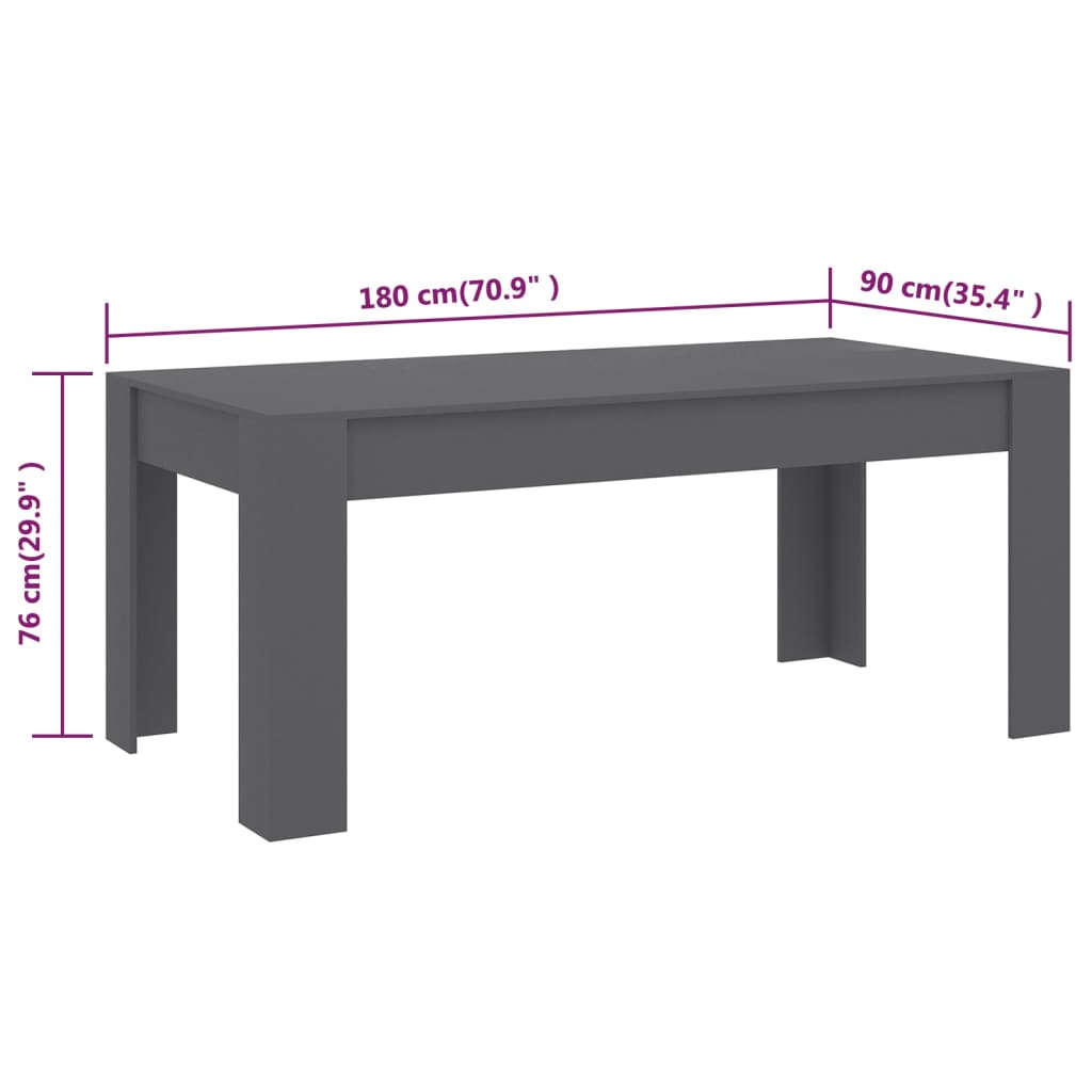 Esstisch Grau 180x90x76 cm Holzwerkstoff