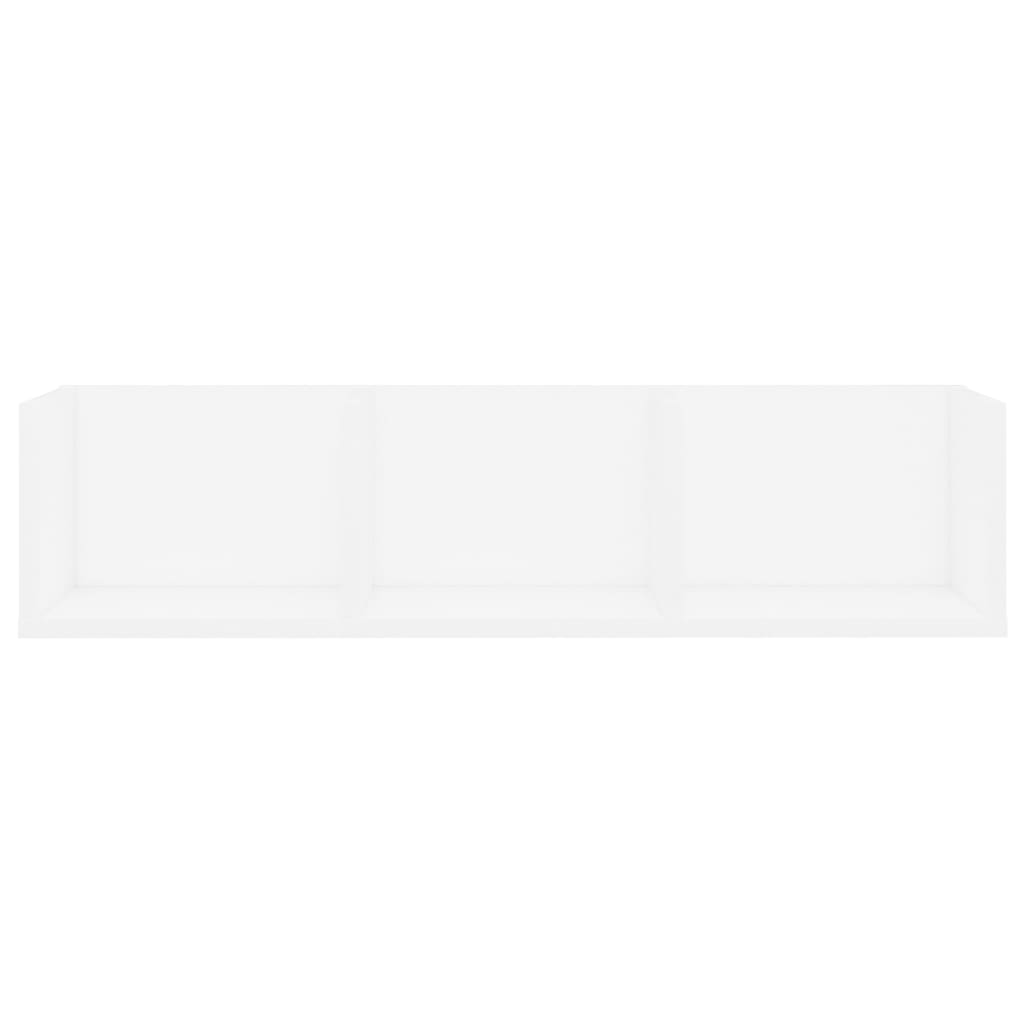 Etagère murale CD blanc 75x18x18 cm en bois