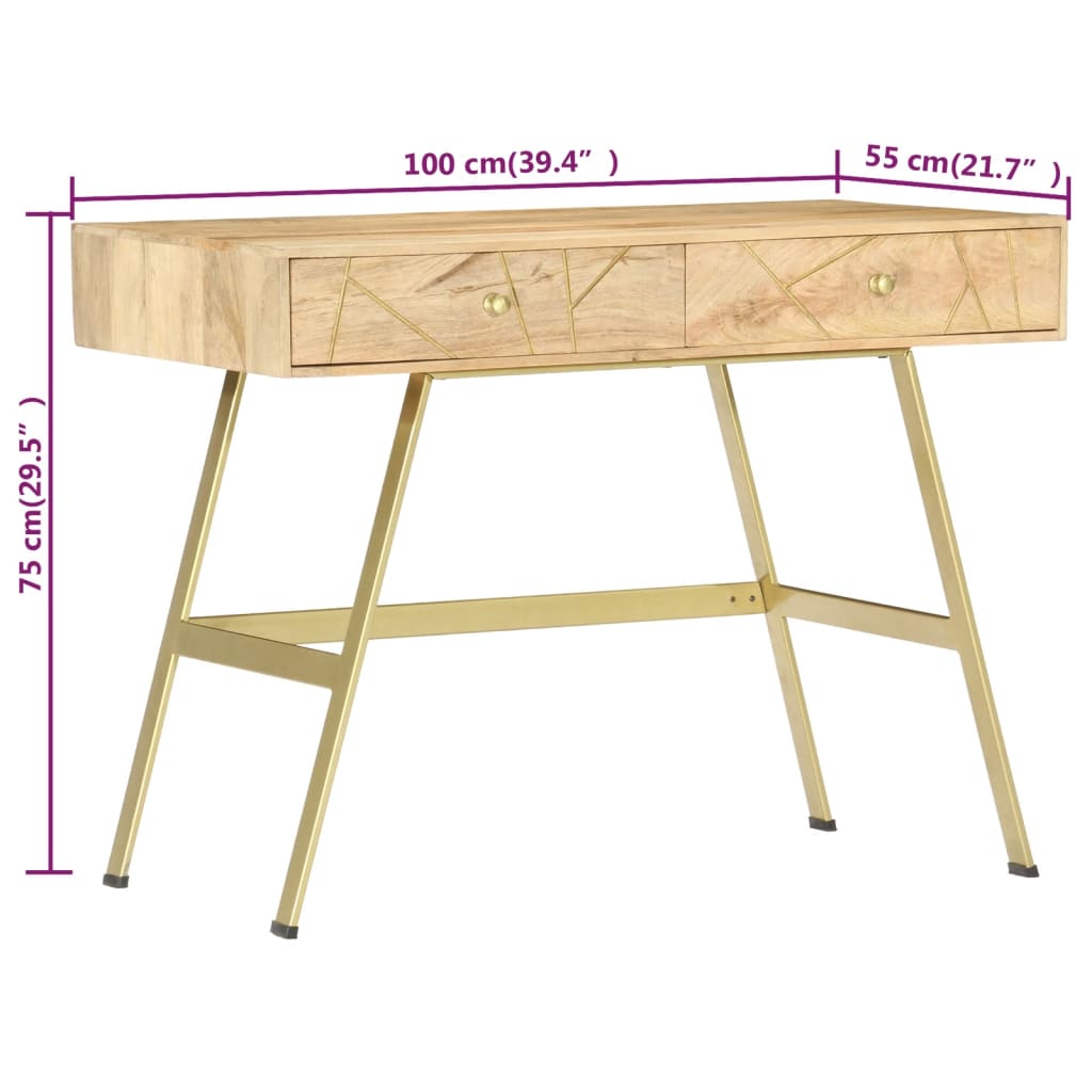 Schreibtisch mit Schubladen 100x55x75 cm Massivholz Mango