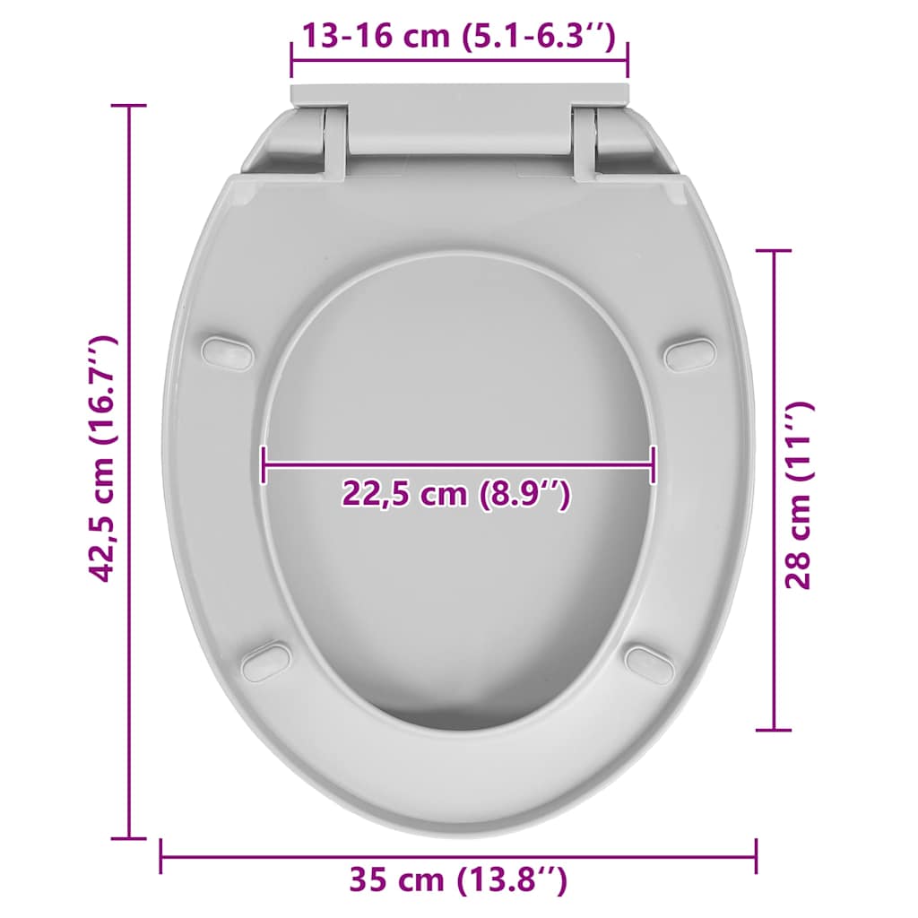 Toilettensitz mit Absenkautomatik Quick-Release Hellgrau Oval