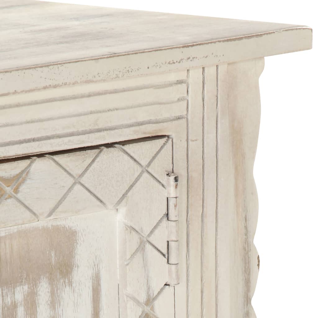 Meuble TV blanc 140x30x35 cm en bois de manguier massif