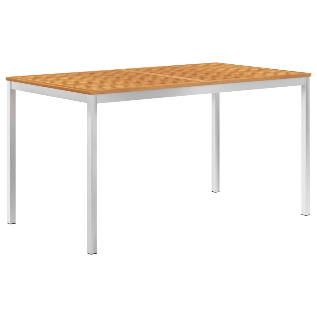 Table à manger de jardin 140x80x75 cm en bois d'acacia massif et acier inoxydable