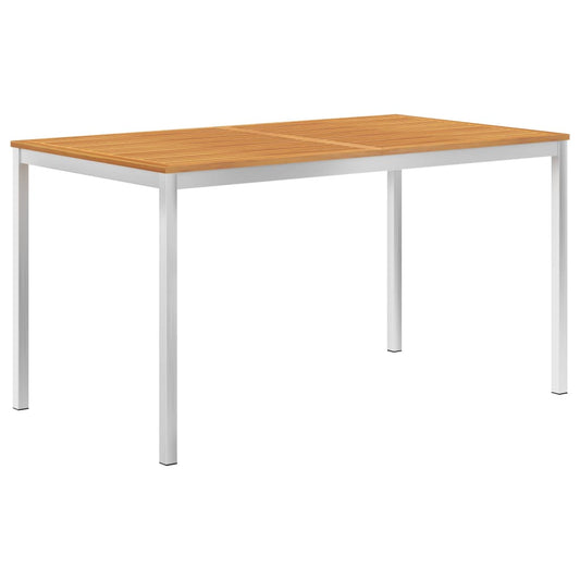 Table à manger de jardin 140x80x75 cm en bois d'acacia massif et acier inoxydable