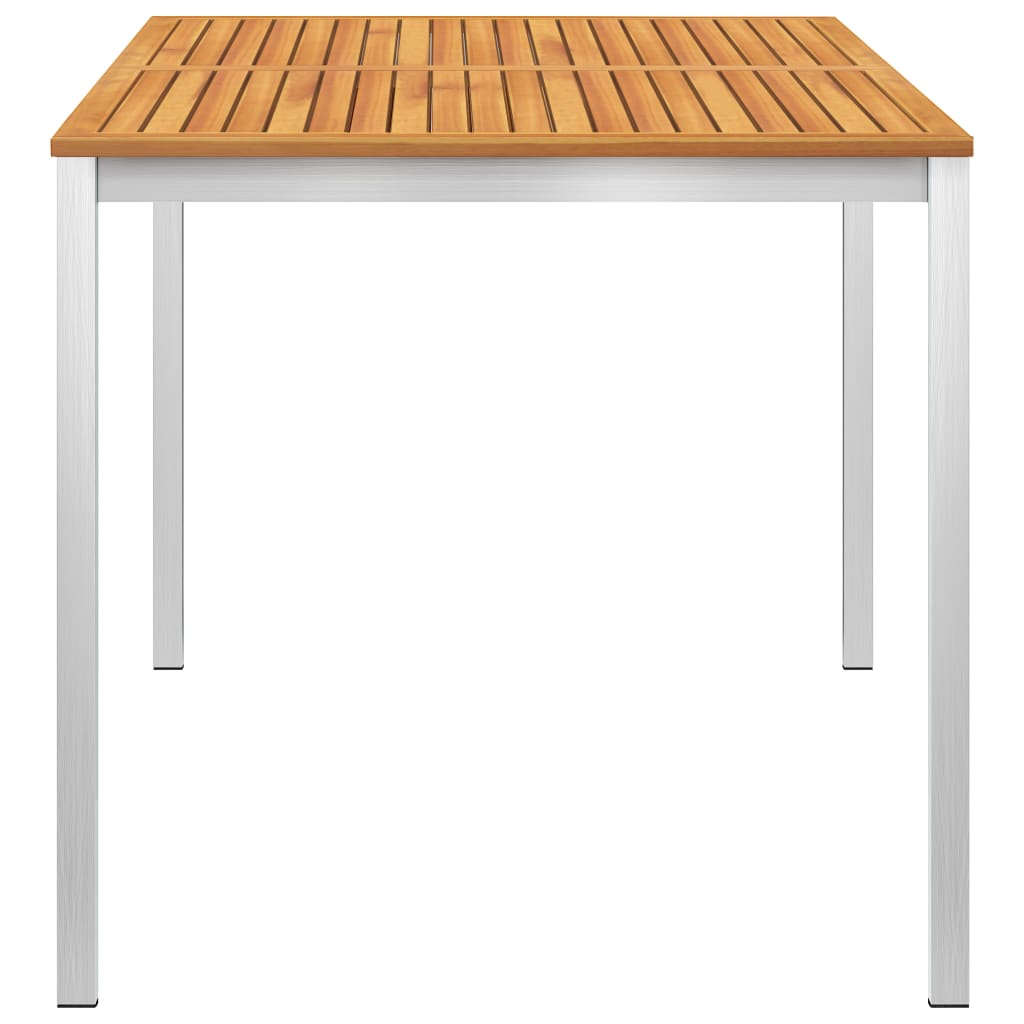 Table à manger de jardin 140x80x75 cm en bois d'acacia massif et acier inoxydable