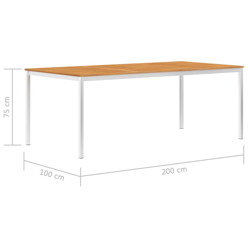 Garten-Esstisch 200x100x75 cm Massivholz Akazie und Edelstahl
