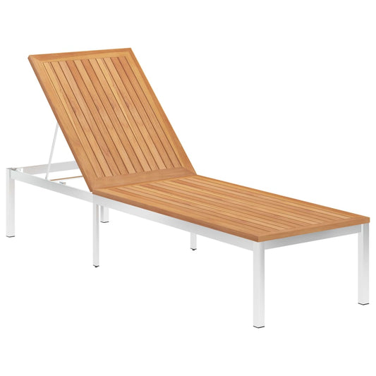 Sonnenliege Massivholz Teak und Edelstahl