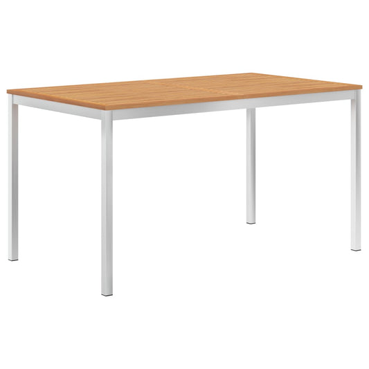Table à manger de jardin 140x80x75 cm en teck massif et acier inoxydable