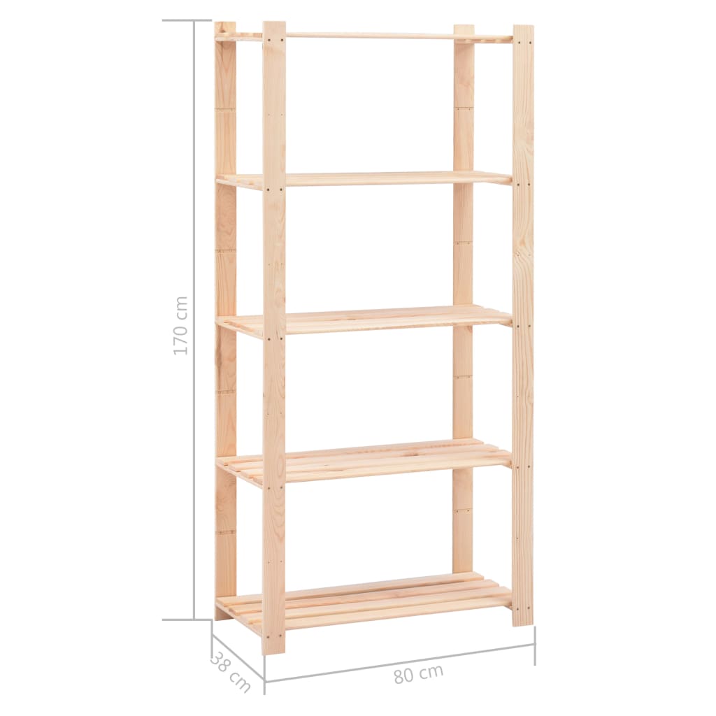 Lagerregale 5 Böden 2 Stk. 80×38×170cm Kiefer Massivholz 250kg