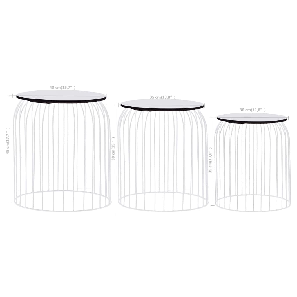 Tables basses 3 pièces. Blanc