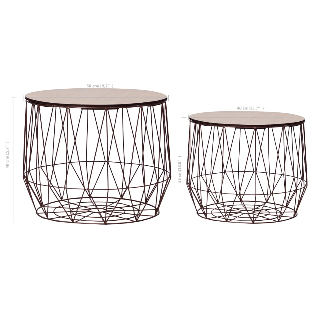 Coffee tables 2 pcs. Copper colored