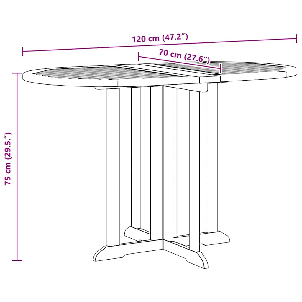 Gartentisch Butterfly Klappbar 120x70x75 cm Teak Massivholz