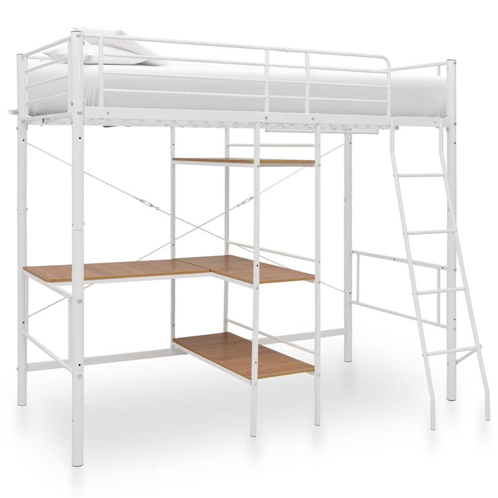 Etagenbett mit Tischrahmen Weiß Metall 90x200 cm
