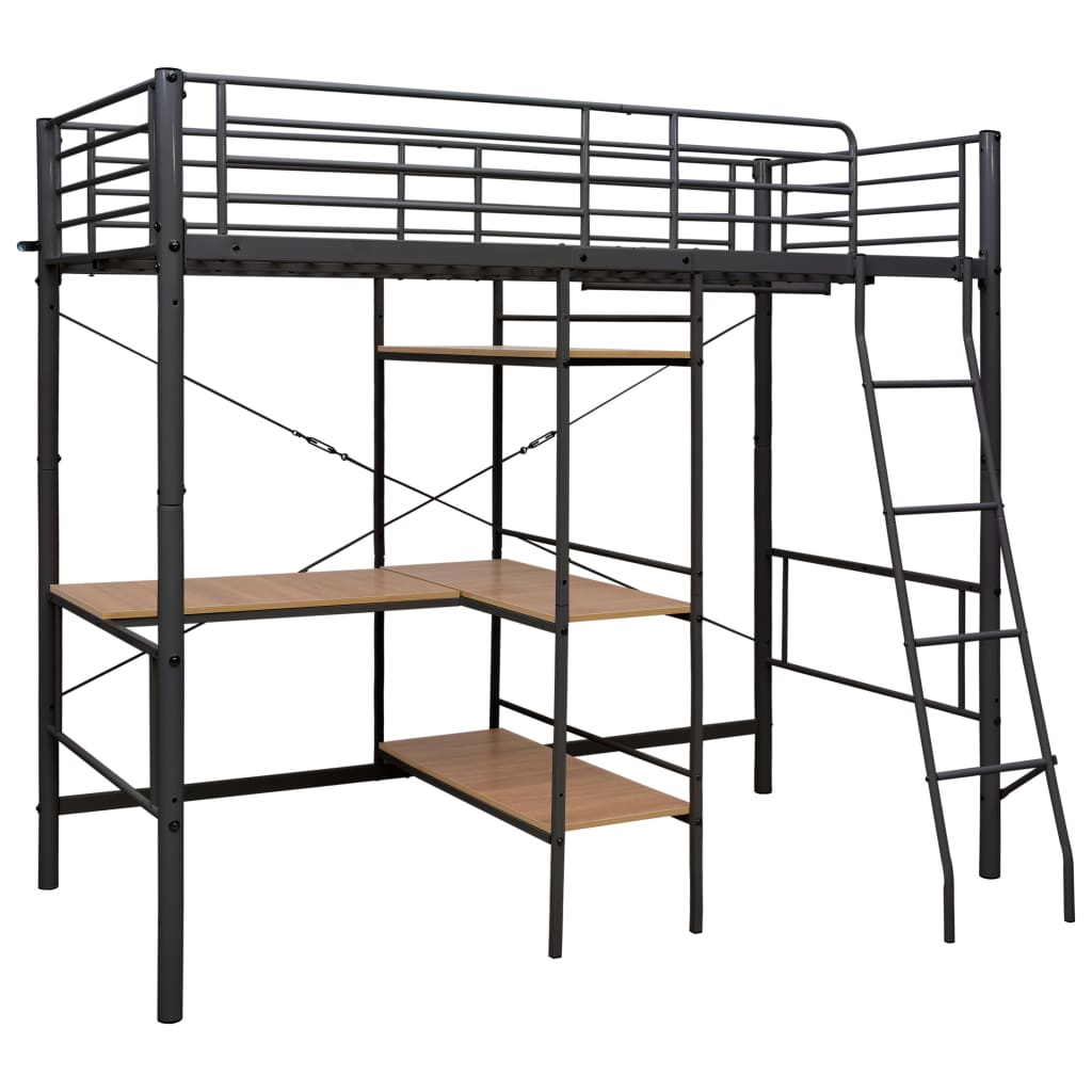 Etagenbett mit Tischrahmen Grau Metall 90x200 cm